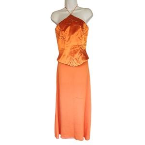 Quintana Alta Costura orange silk blend skirt set 10/12